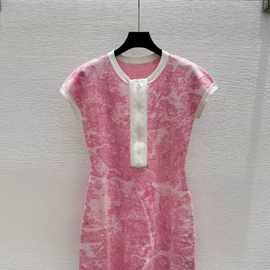 南油高货2025早秋季新款撞色从林动物提花短袖连衣裙针织、女