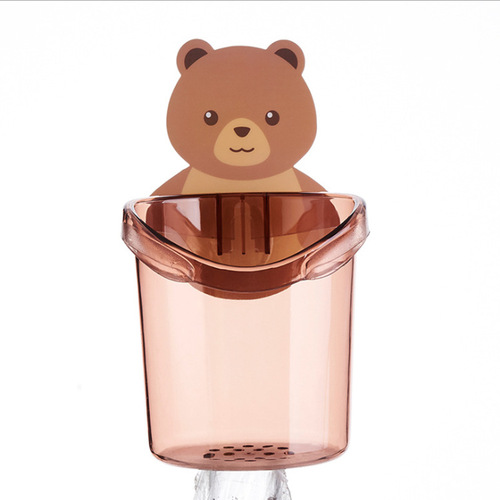 Bear Hug Storage Cup Bathroom No-Punch Wall-mounted Drainage Storage Box Cartoon Toothpaste Toothbrush Storage Rack