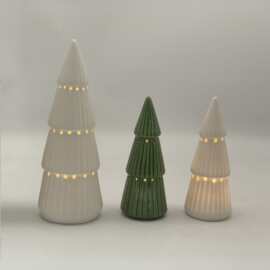 LED灯圣诞节装饰圣诞树摆件Ceramic house with LED light