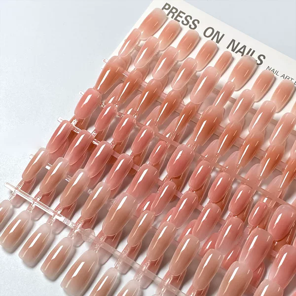 New Pre-Made Spray-On Nails, Nude Color Gradient Blush, Coded Wearable Nails, Semi-Finished Nails for Nail Salons