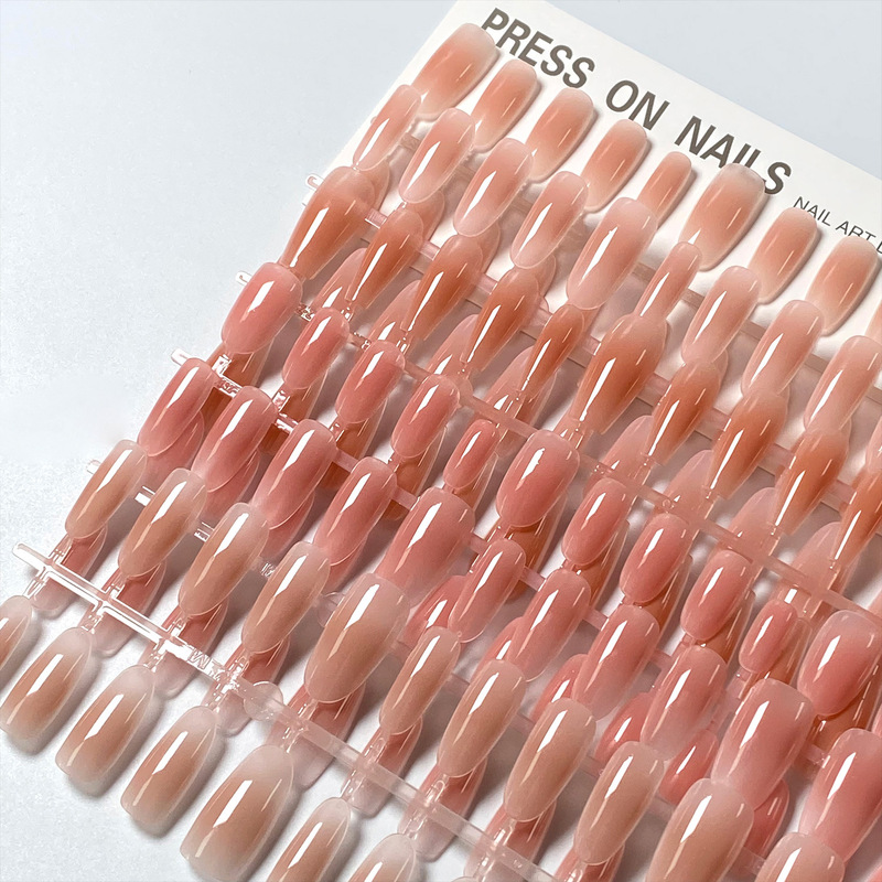 New Pre-Made Spray-On Nails, Nude Color Gradient Blush, Coded Wearable Nails, Semi-Finished Nails for Nail Salons