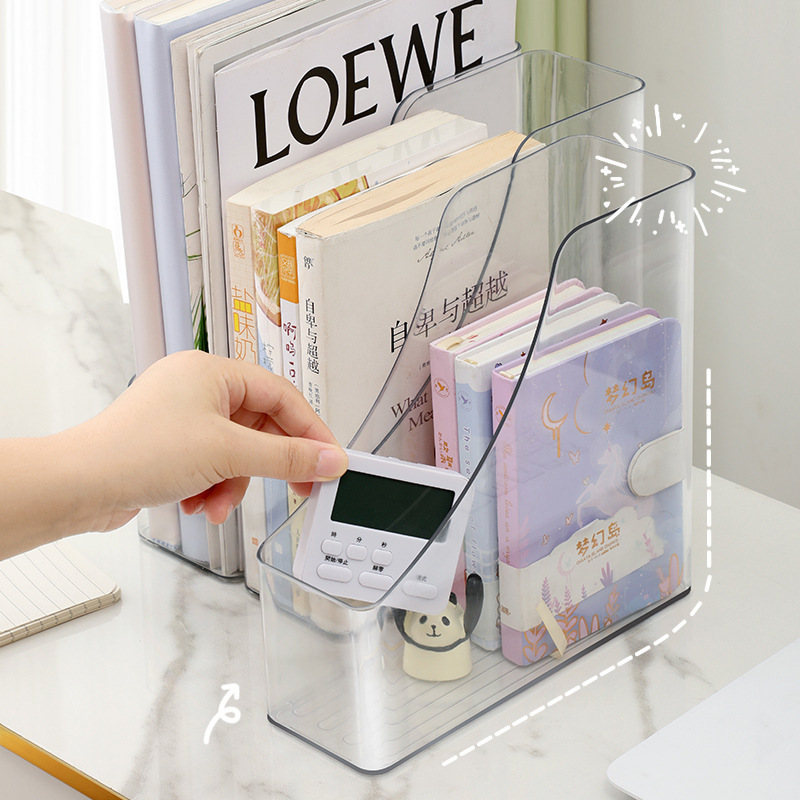 Book Stand Desktop Book Storage Rack Box Acrylic Transparent Desk File Storage Rack Student Reading Bookshelf