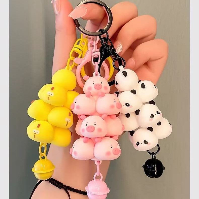 Cartoon cute pig panda stack music pendant creative couple car bag key chain accessories small gifts wholesale Cartoon cute pig panda stack music pendant creative couple car bag key chain accessories small gifts wholesale