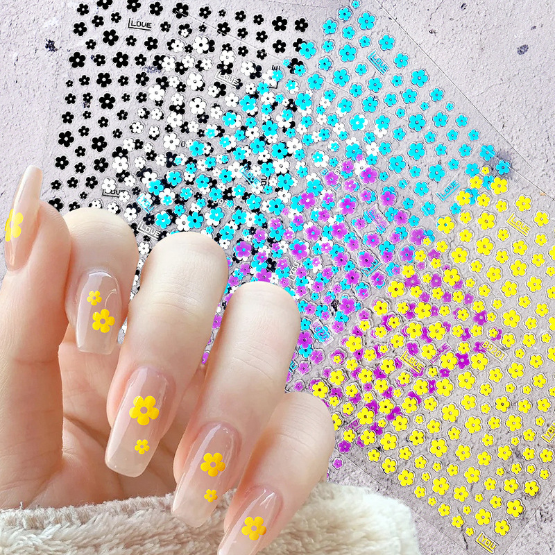 New small fresh 3D five petal flower nail stickers 5 color sweet small flower adhesive self-adhesive nail stickers New small fresh 3D five petal flower nail stickers 5 color sweet small flower adhesive self-adhesive nail stickers
