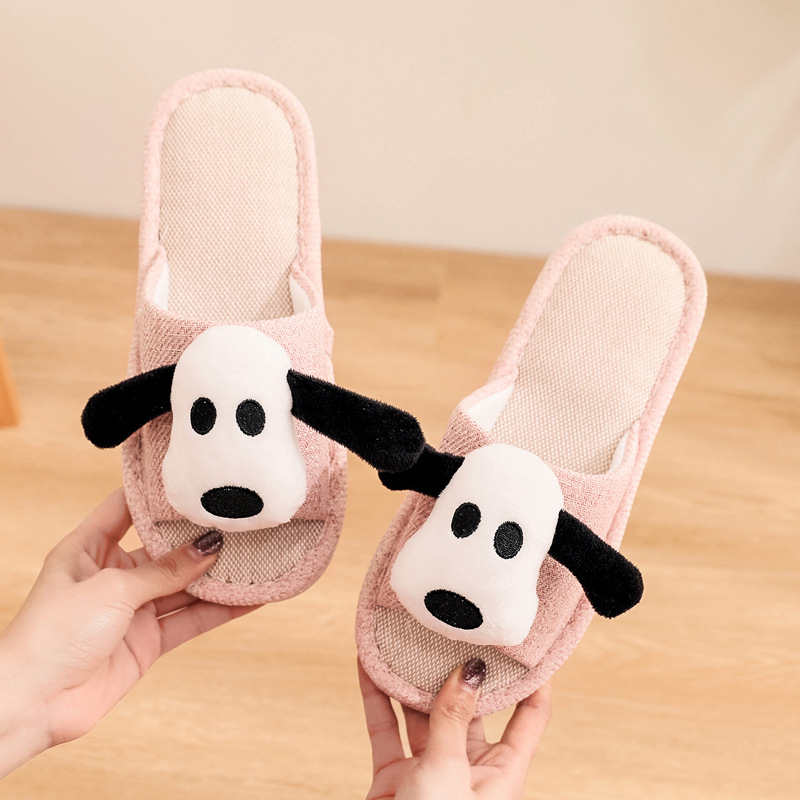 La primavera y el otoño de coser zapatos de tamaño libre de dibujos animados lindo adultos zapatillas de punta rosa pareja zapatillas de lino en stock al por mayor