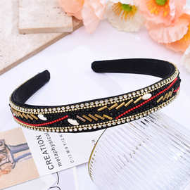 新款波西米亚风女发箍米珠度假风女发饰新疆复古写真头饰