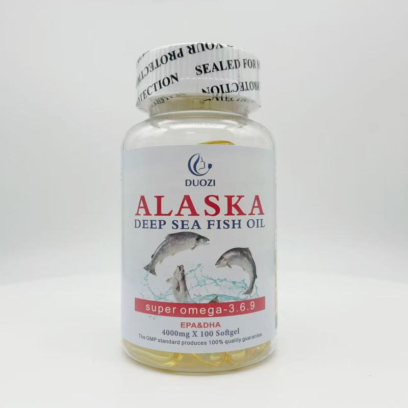 Alaska Fish Oil Soft Capsules 100 Capsules 3.6.9 Dha Capsules for Immune Protection and Export