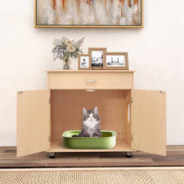 木质猫砂盆柜封闭式隐藏猫咪厕所床头柜家用多功能宠物家具收纳柜