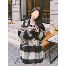 宽松茧型复古格子西装呢子外套女冬季2025新款短款小个子加厚毛呢
