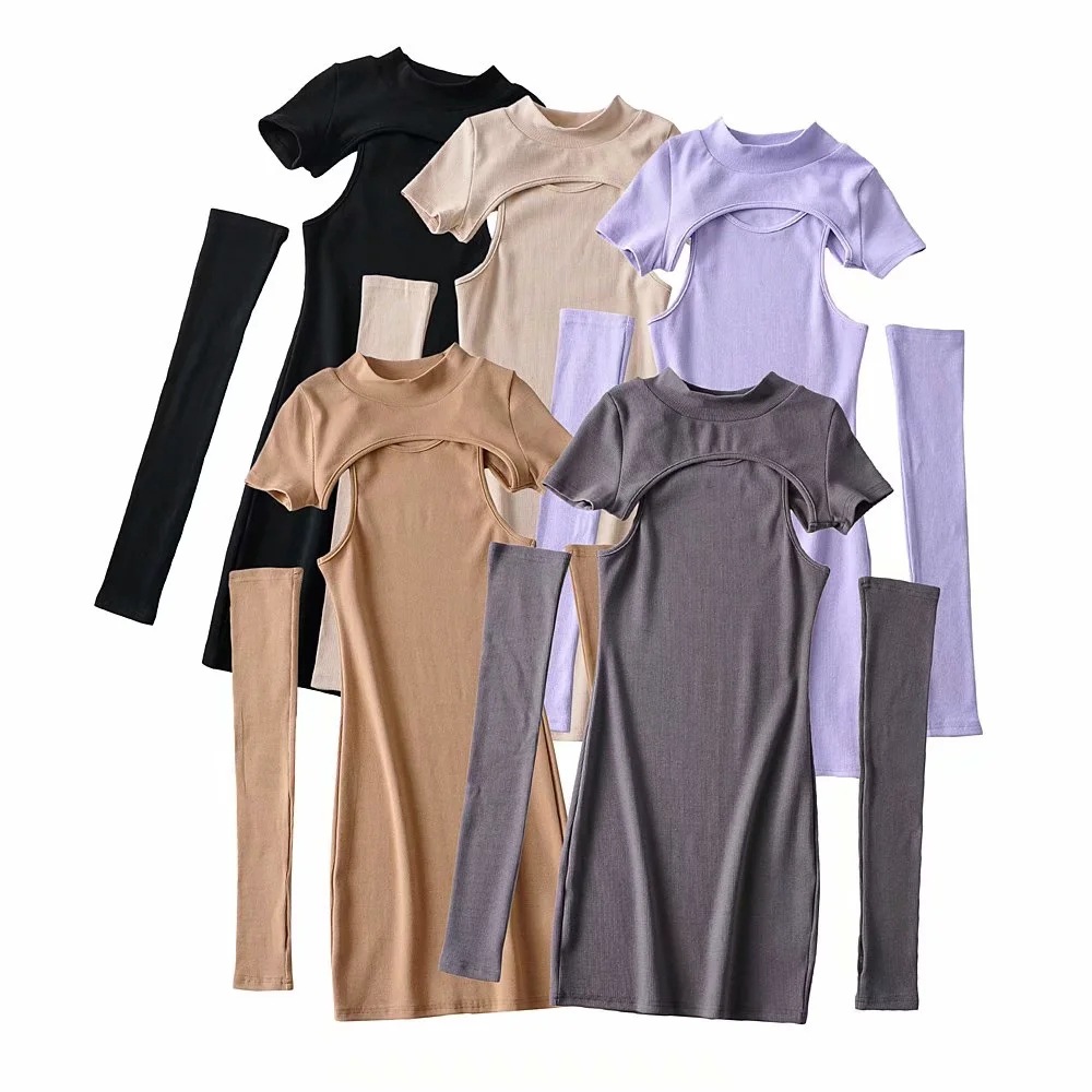 round neck sleeveless dress short T-shirt four-piece suit NSHS34230