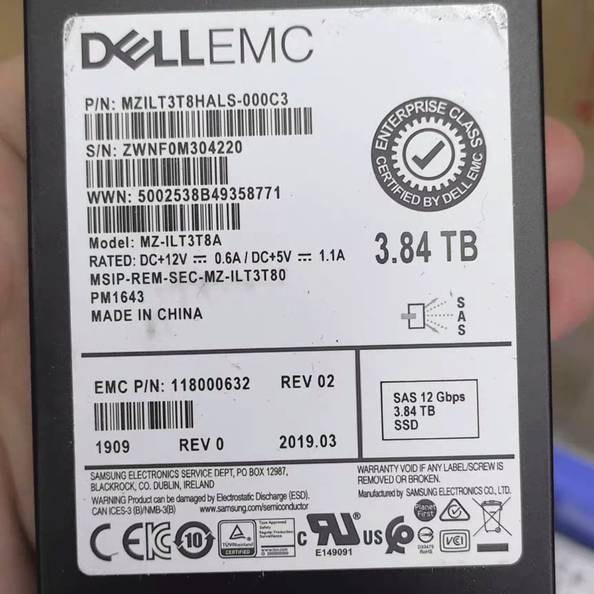 Твердотельный накопитель PM1643 3.84 ТБ