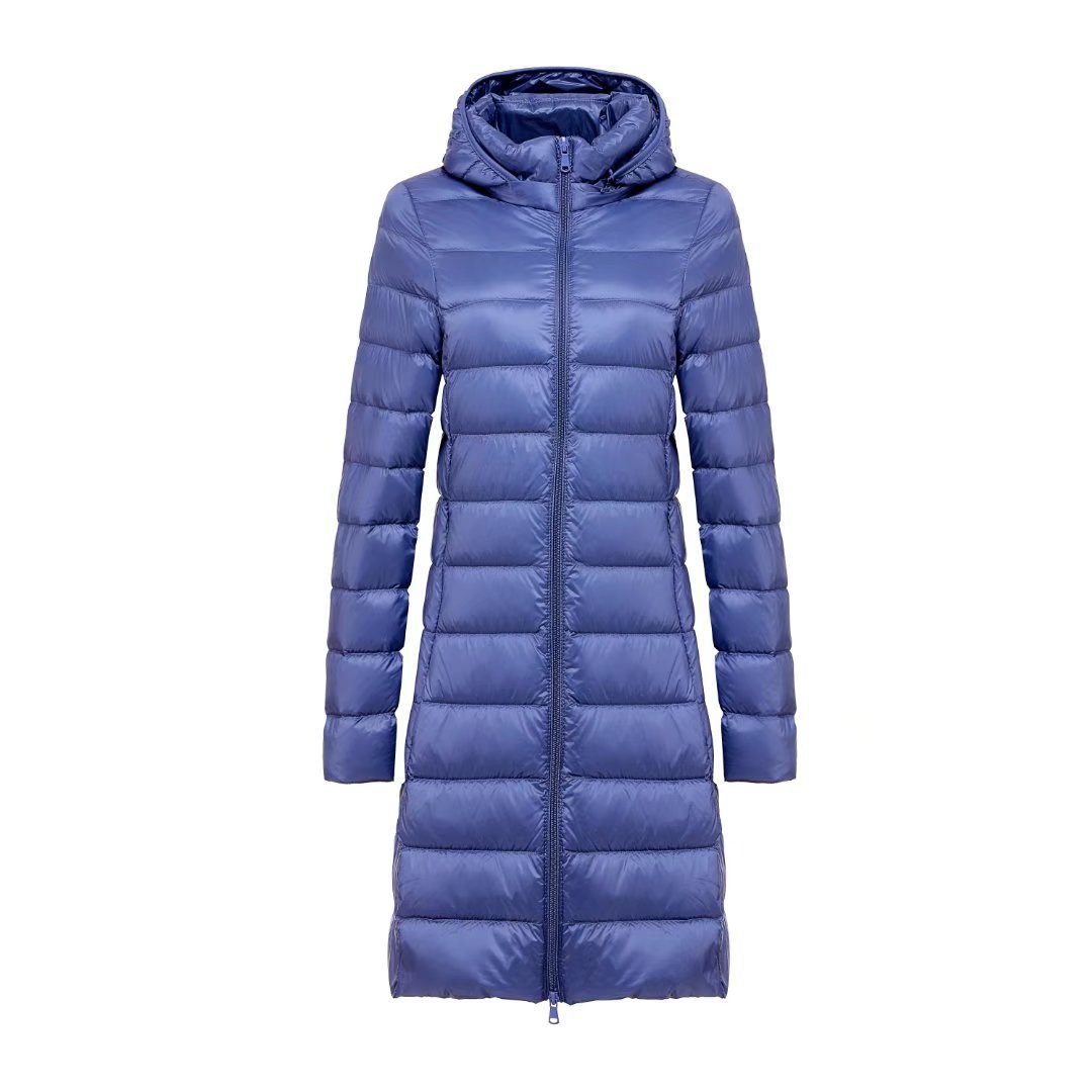 Invierno de mediana edad y ancianos de mediana edad, madre de longitud media, chaqueta de plumón ligera de gran tamaño, gorra extraíble y chaqueta de invierno de gran tamaño