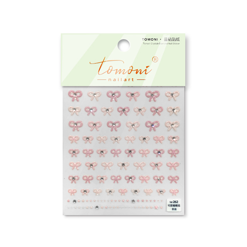 Tomoni marca tata cooperación cristal diamante uñas pegatinas japonés lindo uñas pegatinas uñas arco TA256
