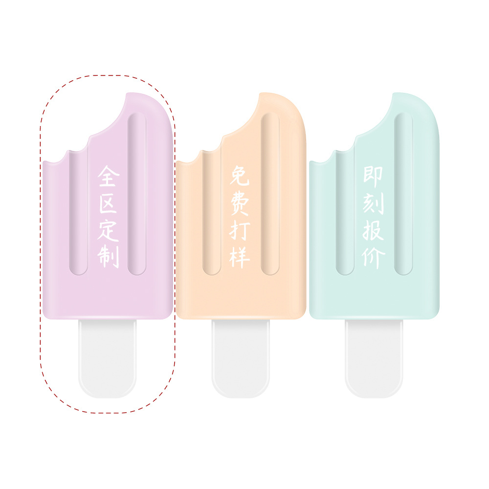 Helado resaltador fuente fábrica logotipo personalizado OEM estudiante clave marcador mini juego de resaltador