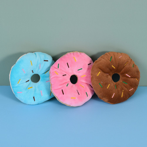 Pet supplies plush sound making toys wholesale dog and cat bite-resistant educational toys cross-border supplies donuts