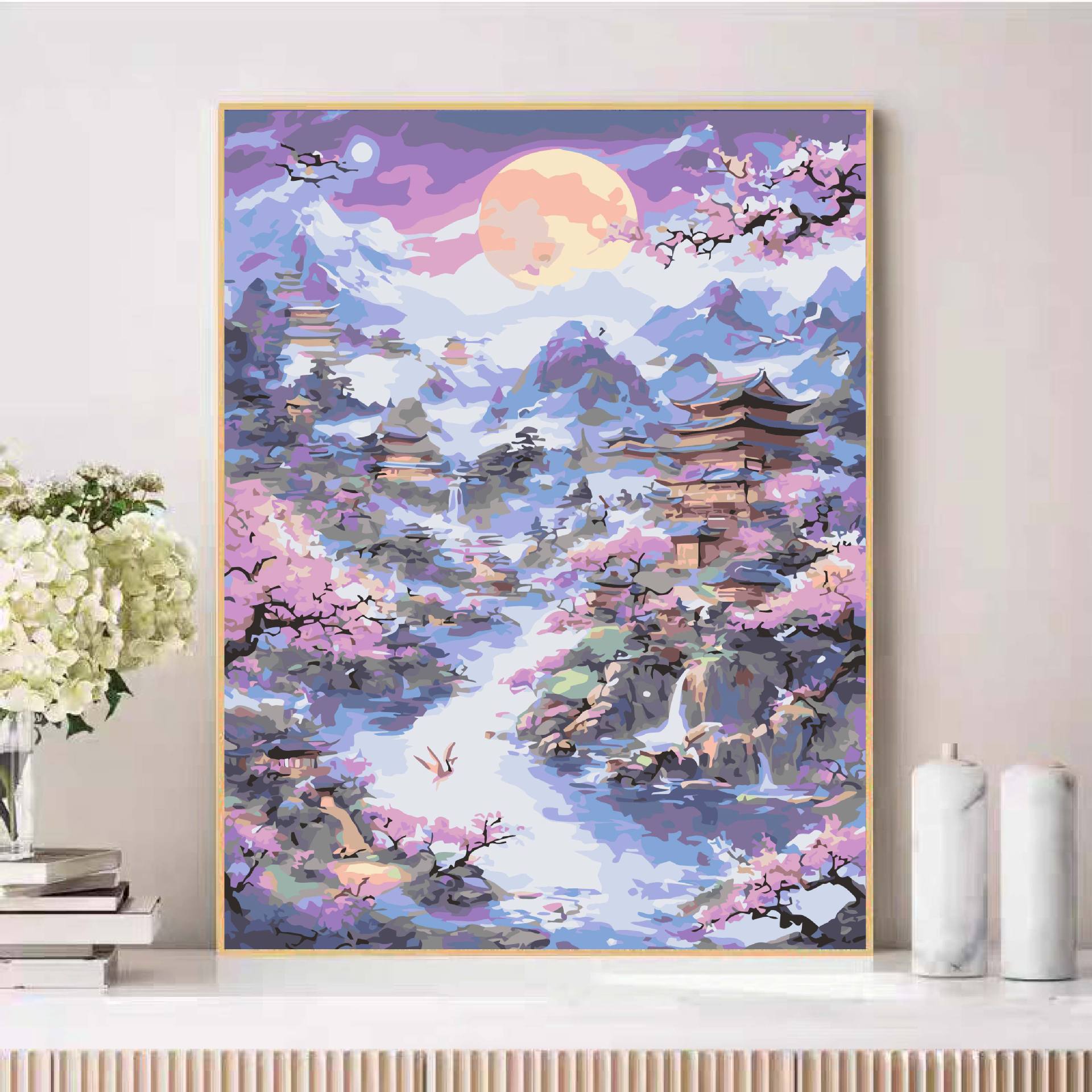 Nuevo mil millas de paisajes de montañas antiguos paisajes de curación de pintura al óleo digital hecha a mano DIY relleno de aceite de acrílico pintado