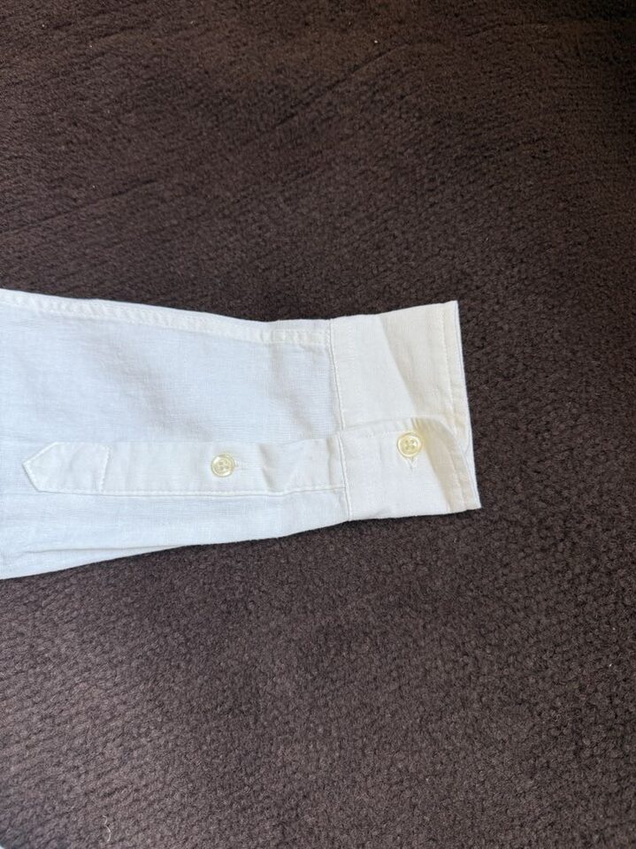 Áo sơ mi nữ tay dài cổ ve thêu hình ngựa nhỏ chất liệu lanh phối cotton dáng suông — Nâng cấp trắng tinh khiết chi tiết 4