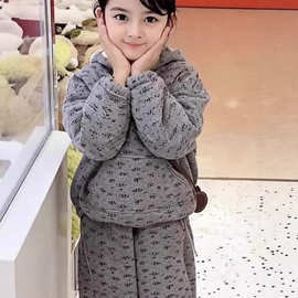 加绒潮流女大童秋冬套装2026新款洋气时髦休闲运动居家服睡衣