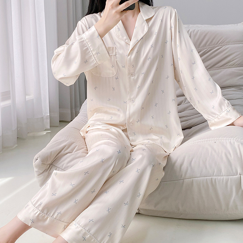 Pajamas for Women Spring and Autum New Physical Store Stalls Ice and Snow Silk Accessible Luxury Market High-End Long-Sleeved Suits Home Clothes