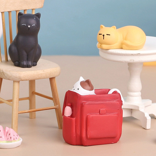 Trendy Blind Box Figure Cartoon Cute Cat Desktop Doll Ornament Children's Mini Toy Birthday Gift for Men and Women