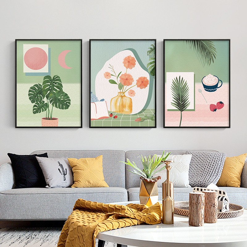 现代艺术清新风景客厅挂画沙发背景墙餐厅壁画北欧ins装饰画