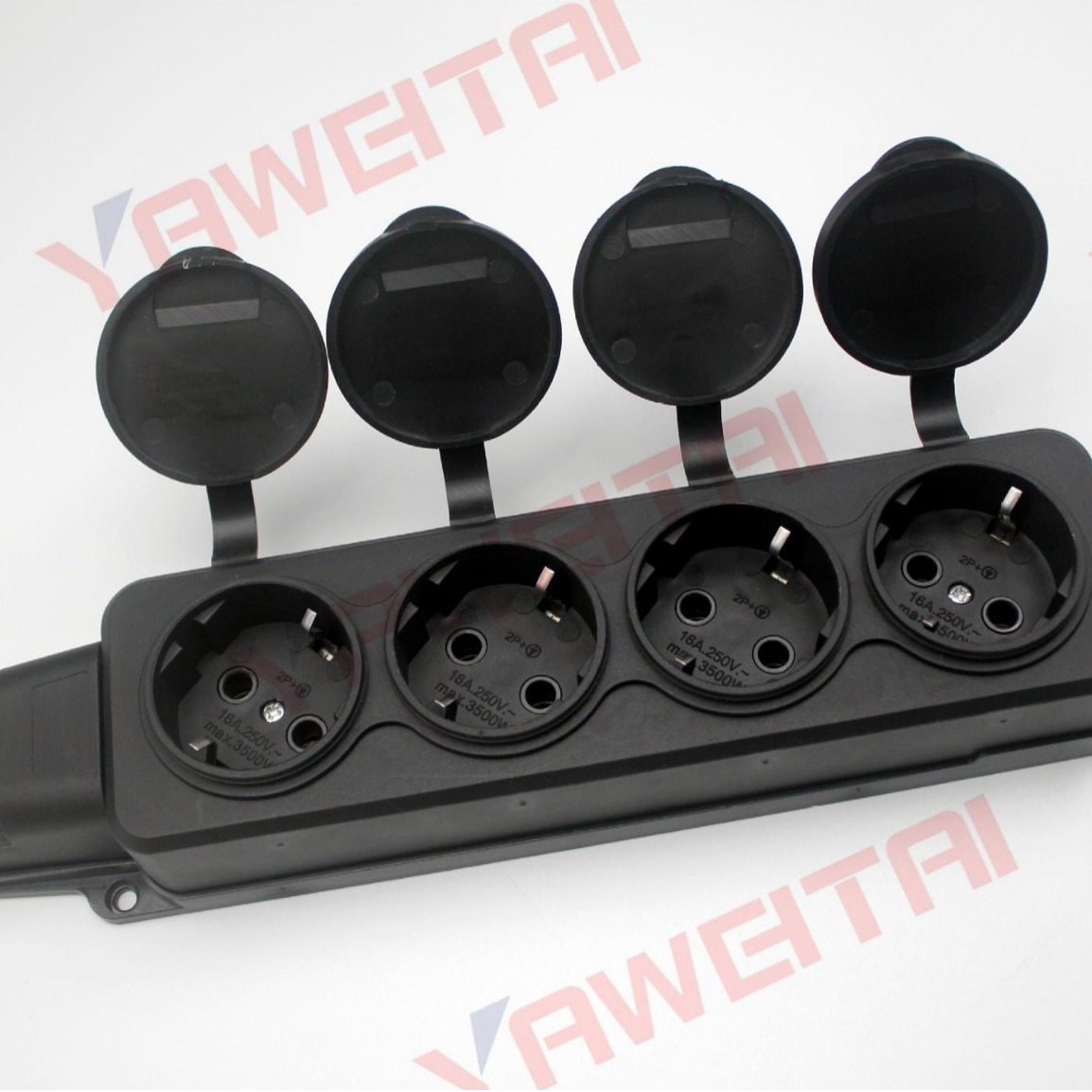 雅威欧标户外防雨不带线插排四位防溅插座德式排插插线板带防水盖