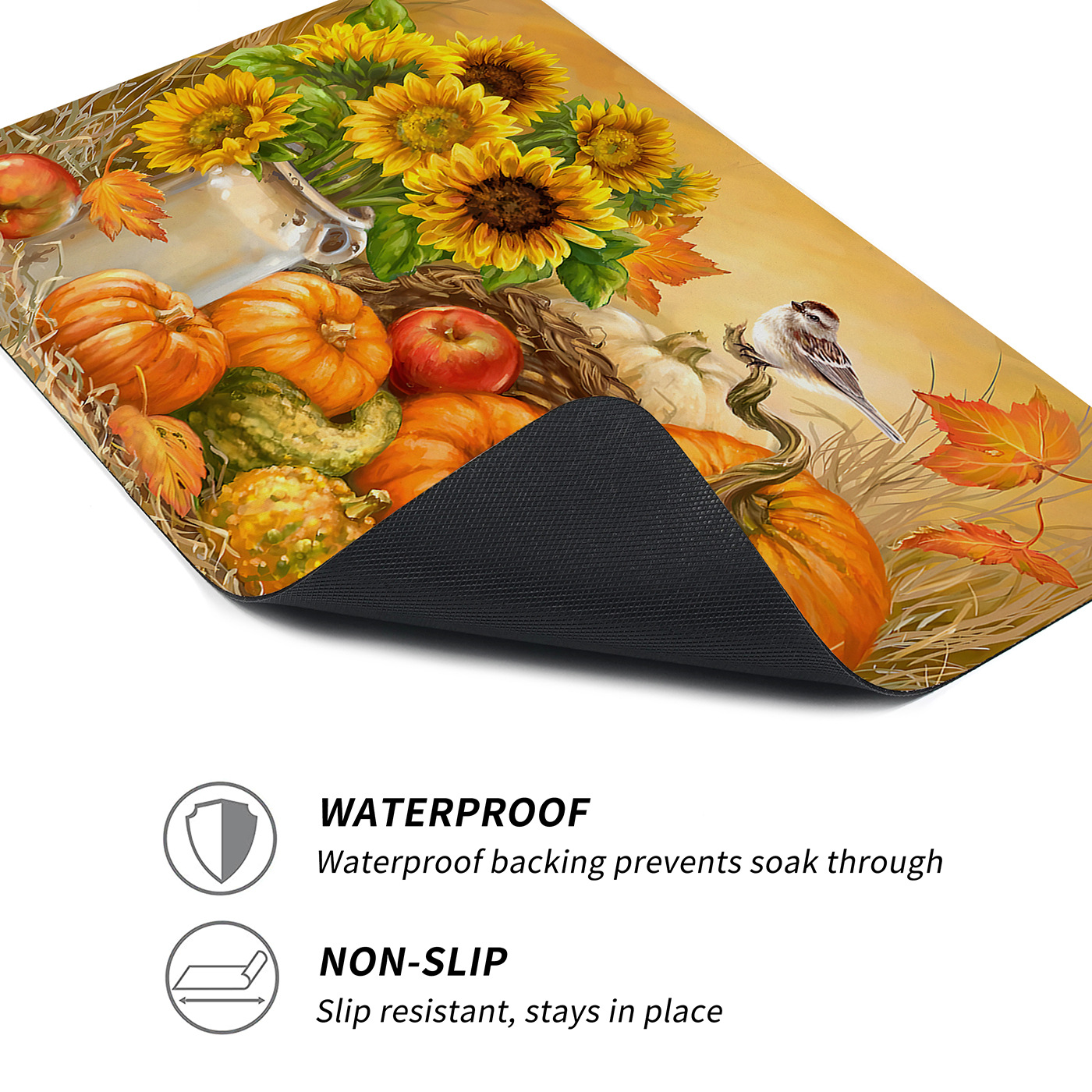 Nuovo sottobicchiere con stampa di zucca e girasole, in stile pastorale, per tavolo da pranzo, bar, tappetino isolante, assorbente d'acqua, antiscivolo_voghion.com