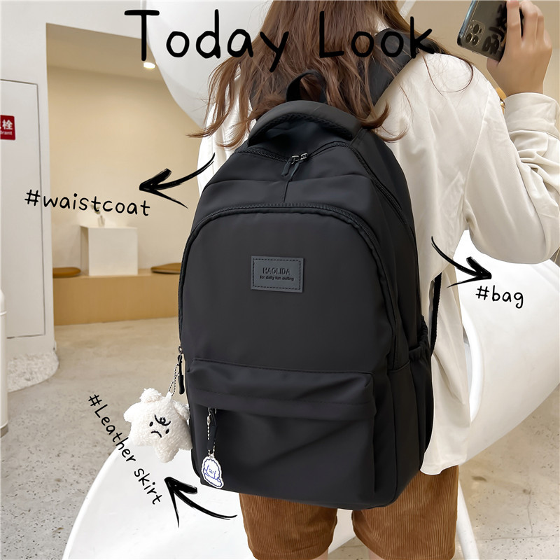 Mochila de las mujeres nuevo nylon color sólido estudiante de la escuela secundaria mochila de gran capacidad simple todo-fósforo estudiante universitario mochila impermeable
