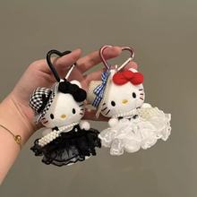 小红书同款草帽Kitty毛绒挂件公仔玩偶包包挂件高级感车钥匙挂饰