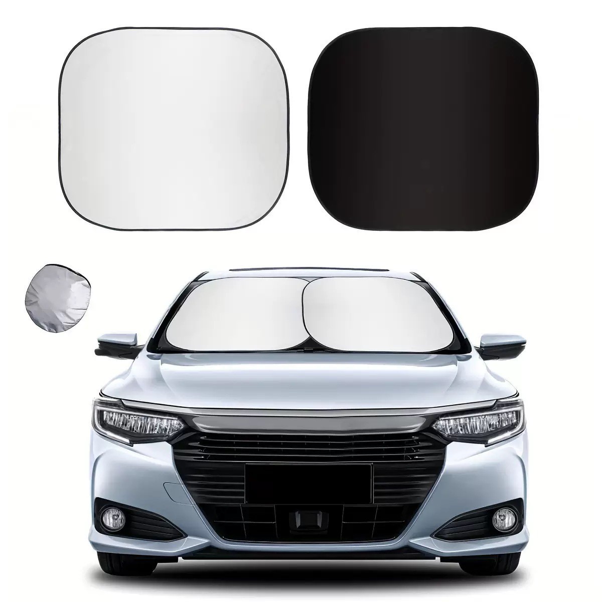 Cross-border car sun shade coated silver cloth car front car sun shade double ring sun shade can be printed