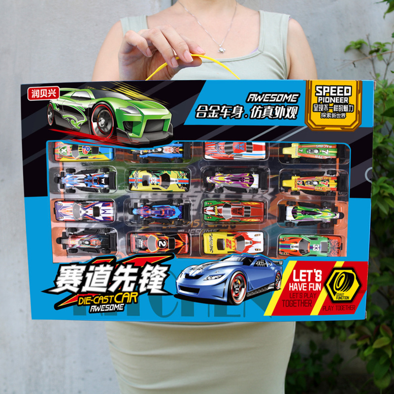 Alloy car metal pull back Toy Car Children boy racing car kindergarten training class gift box suit