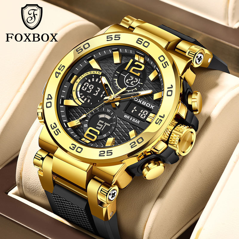 Cross-Border Fashion New Product Dual Display Multi-Functional Silicone High-Value Calendar Luminous Sports and Leisure Waterproof Men's Watch