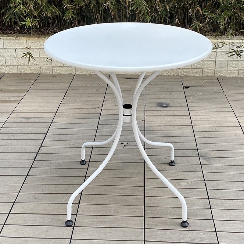 Mesa redonda de acero al carbono impermeable para exterior, balcón, bar o restaurante