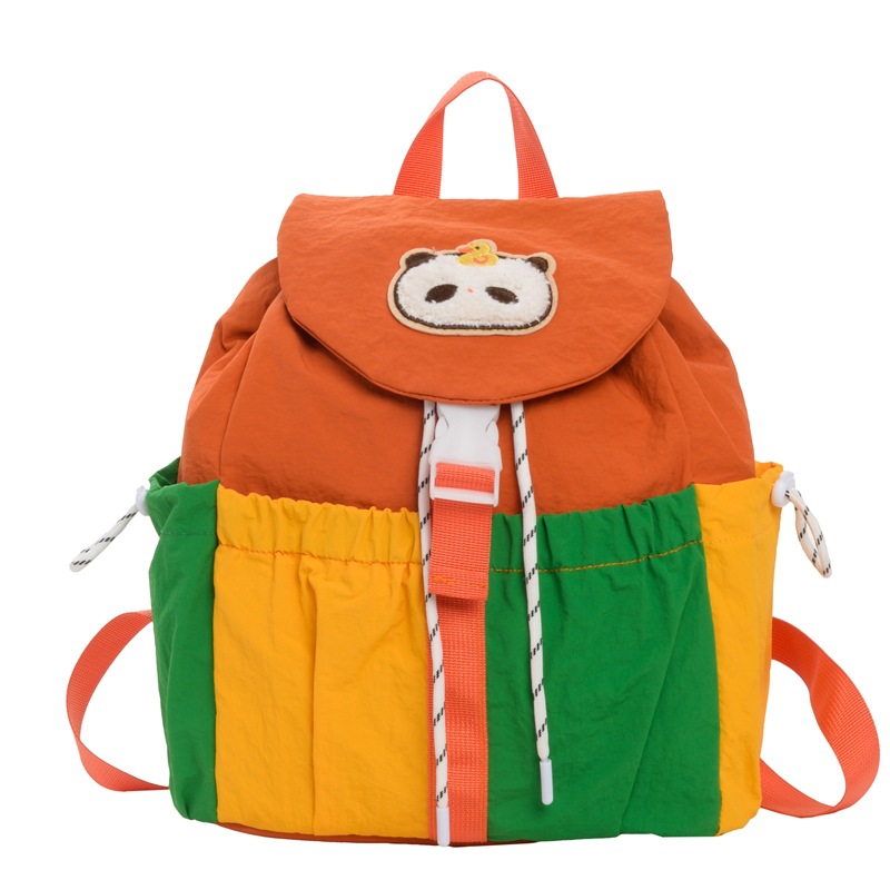 Caricatura lindo panda, mochila de moda para niños y niñas, mochila de estudiantes de color contrastante, nueva mochila de niños de gran capacidad