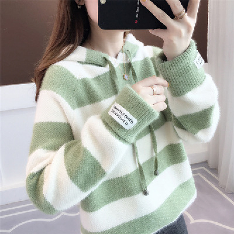 2026 Autumn/Winter Hooded Sweatshirt for Women, Striped Base Shirt, Faux Mink Fur, Loose and Lazy Style, Trendy Outerwear 2026 Autumn/Winter Hooded Sweatshirt for Women, Striped Base Shirt, Faux Mink Fur, Loose and Lazy Style, Trendy Outerwear