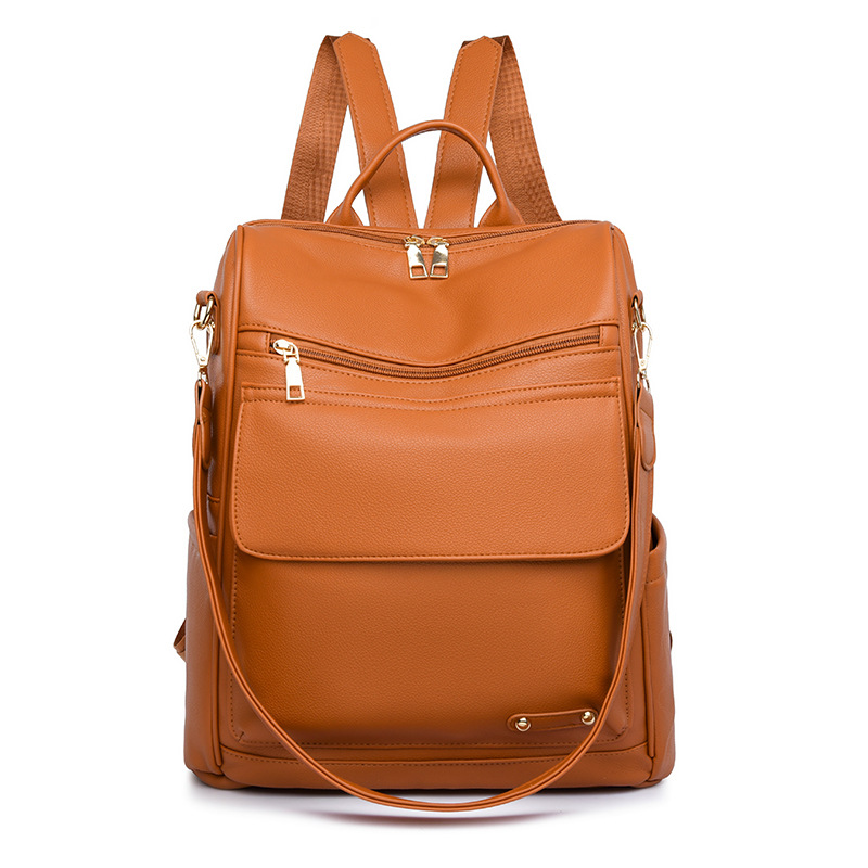 Mochila de color en contraste para mujer 2024 nueva mochila de viaje de gran capacidad de moda de cuero suave mochila multifuncional al por mayor