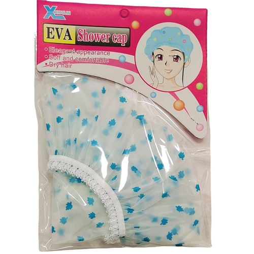 Factory Direct Sales PEVA Adult Ruffled Shower Cap Waterproof Makeup Hat Oilproof Dustproof Large Thick Cover Shower Cap