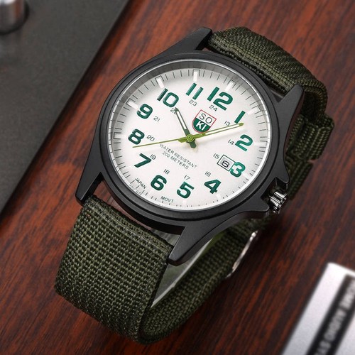 SOKI AliExpress Wish Swiss Fashion Military Watch with Knitted Nylon Strap Men's Calendar Quartz Watch