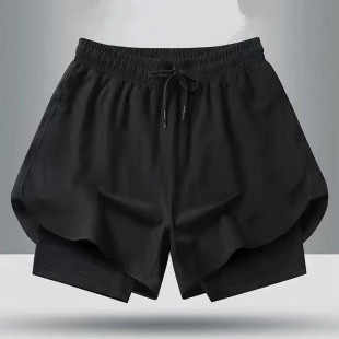 Summer Double Layer Anti-running Shorts Men's Casual Thin Design Sense Loose plus size Sports All-match Shorts
