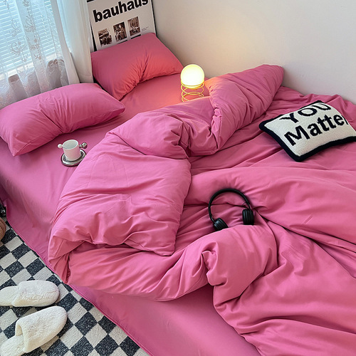 Little Red Book Black Fan Series!  Morandi color matching cotton four-piece high-end bed sheet and quilt cover three-piece set