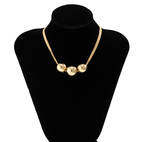 Cross-border European and American jewelry: Minimalist, trendy hip-hop punk-style necklaces—unique, personalized beaded chain necklaces for niche fashion lovers.