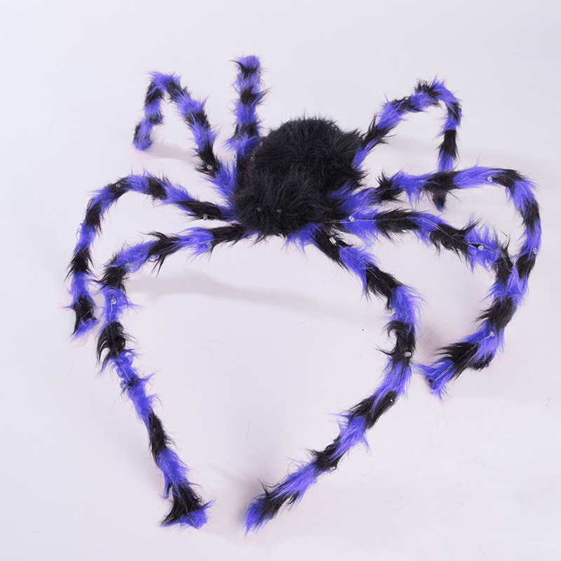 Decoración de Halloween luminosa araña escenario al aire libre decoración de casa embrujada peluche araña props de Halloween