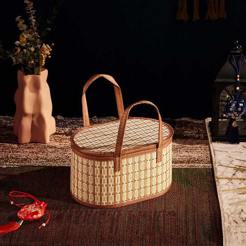 Бамбуковая корзина Ручная корзина Пельмени Лунный пирог Яичный краб Фруктовая колбаса Специальная Складная бамбуковая упаковка Подарочная коробка