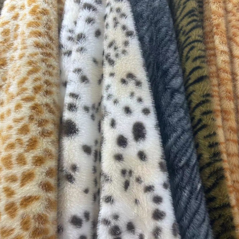 750g de pelo de conejo pequeño visón jacquard estampado de leopardo patrón de ciervo alto bajo abrigo abrigo bolsa tela de juguete en stock