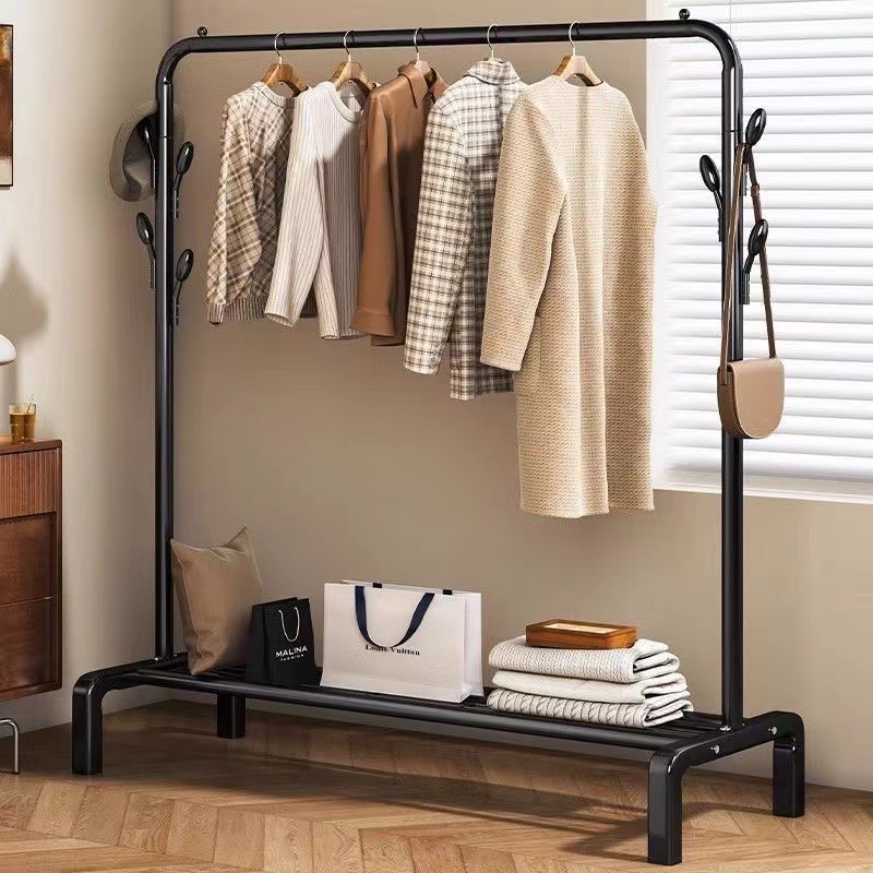 Clothes Rack Floor-Standing Vertical Bedroom Indoor Household Coat Rack Double Pole Simple Clothes Drying Rack Multi-Functional Clothes Drying Rack