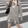 秋冬v领外穿学生毛衣