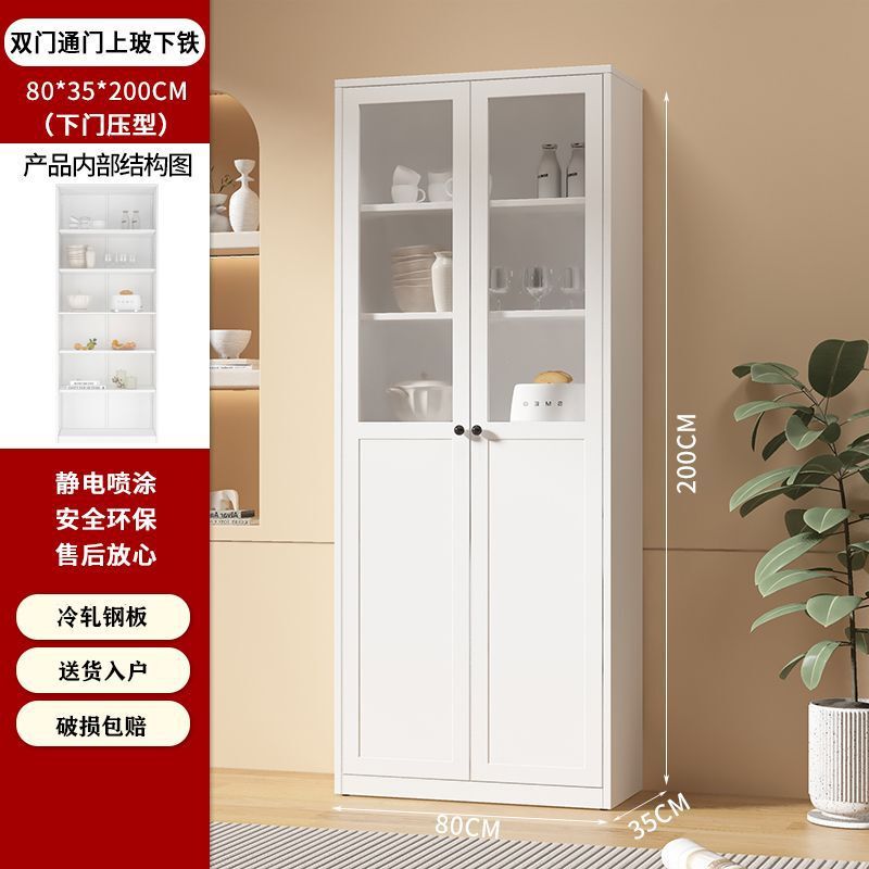 スチール製本棚収納キャビネット、ドア付き一体型壁面収納キャビネット、防塵ガラスドアディスプレイキャビネット、リビングルーム多層床から天井までの収納キャビネット|undefined