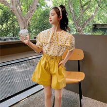 女童套装夏季2022新款洋气时髦中童装大童女孩12儿童夏装短袖13岁