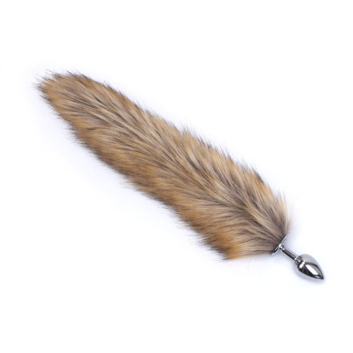 Simulated fur fox tail anal plug, artificial tail hair teasing adult products, back yard massage products