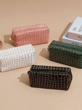 跨境新款PU亮面石头纹化妆包烫金高颜值化妆品收纳包现货批发